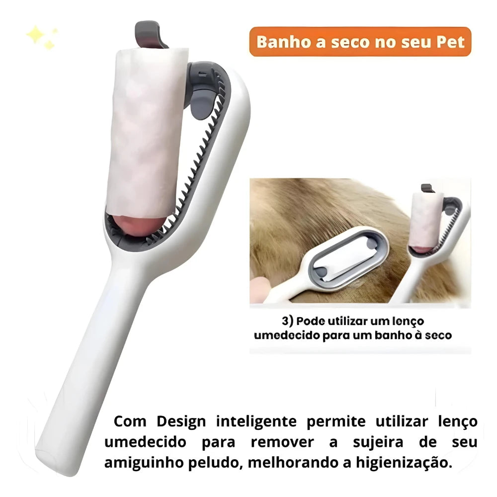 Escova Removedora de Pelos para Gatos e Cachorros e Aparador de Pelo Seco para Banho
